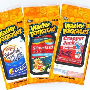 [NEW] (3-Pack) Topps* Wacky Packages Booster Packs Collectible Sticker Cards